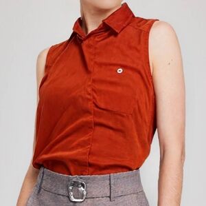 NWT Primark Red Sleeveless Button-Up Tank Top